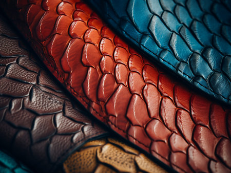 Close-up of crocodile leather texture background. Macro shot.