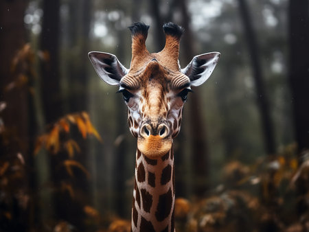 Giraffe in the forest. Wild animals in the wild.の写真素材