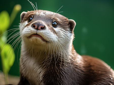 Portrait of an Asian small-clawed otter (Lutra lutra)