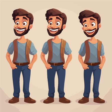 Hipster man with different hairstyle. Vector illustration in cartoon style