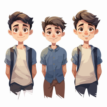 Handsome boy in casual clothes. Vector illustration in cartoon styleのイラスト素材