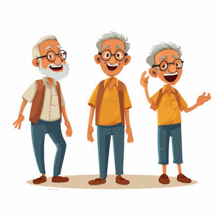Elderly people cartoon characters vector illustration. Grandfather and grandfather.のイラスト素材
