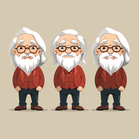 Grandfather cartoon character. Vector illustration of old man with beard.のイラスト素材