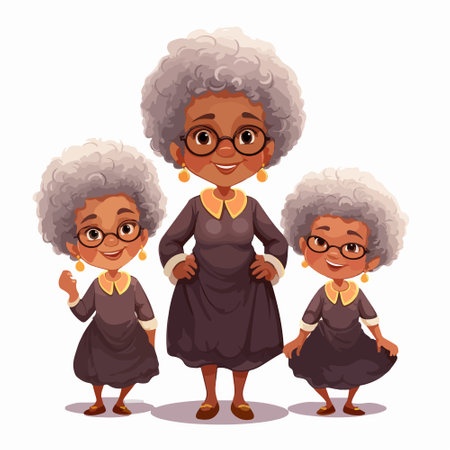 African american grandmother and grandchild cartoon vector. Grandmother and grandchild illustrationのイラスト素材