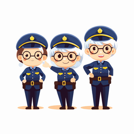 Police officer cartoon character. Policeman in uniform. Vector illustration.のイラスト素材