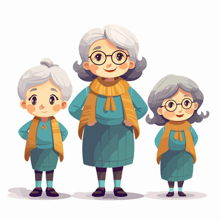 Elderly women cartoon characters. Vector illustration in a flat style