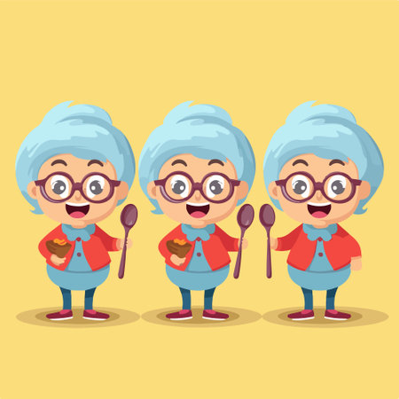 Cute Grandmother Cartoon Mascot Character With Different Professionsのイラスト素材