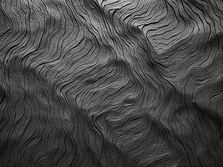 abstract background of a black wavy sheet of paper close-up