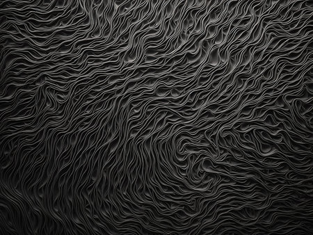 abstract black background with waves and lines, 3d render illustration