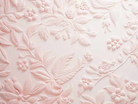 Beautiful pink floral pattern on white background. Close-up.の写真素材