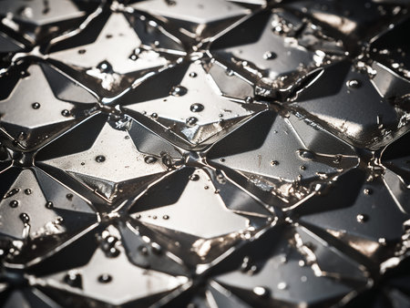 Close-up of a metal surface with drops of water. Toned.