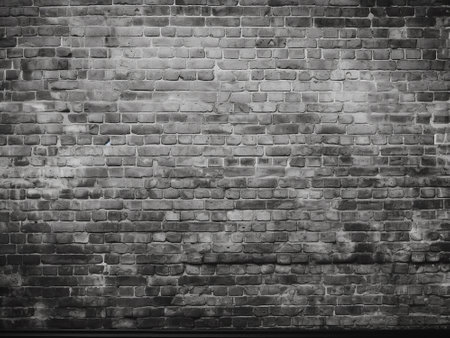 Old brick wall texture. Grunge black and white background.の写真素材