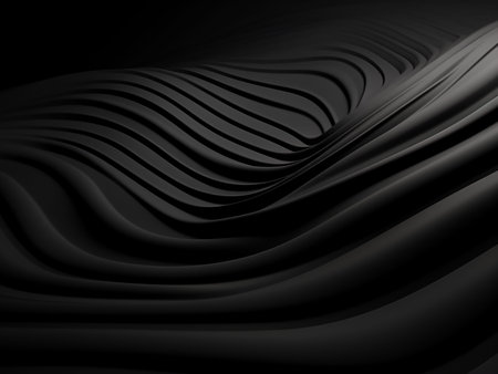 Black abstract background with waves. 3d rendering, 3d illustration.