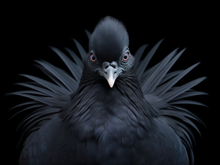Portrait of a Pigeon isolated on a black background.の写真素材