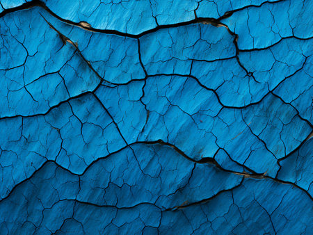 Cracked blue paint on old wood as a background. Texture.の写真素材