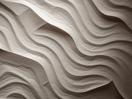 abstract background with white paper layers, curves and waves in perspectiveの写真素材