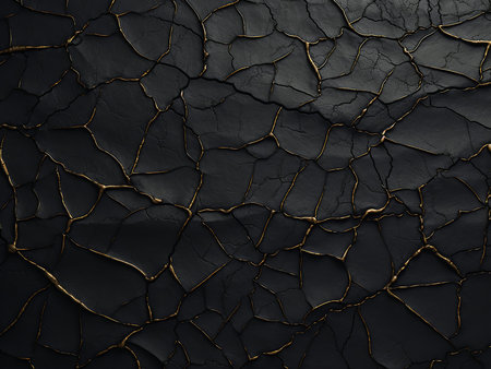 Cracked black wall. Abstract background. 3d rendering illustration.