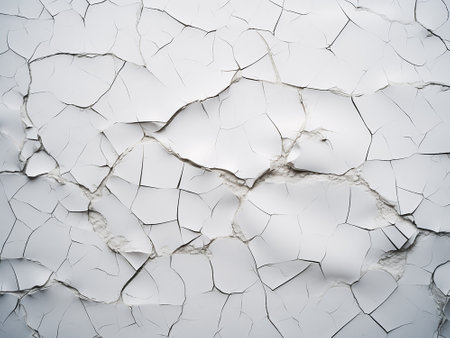 Cracked white paint on the wall. Abstract background and texture for design.の写真素材