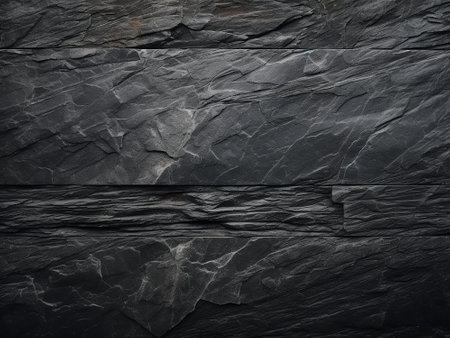 Black slate background or texture. Black stone wall. Dark stone wall.の写真素材