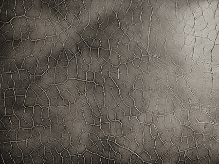 Closeup detail of cracked leather texture background. Black and white tone.の写真素材