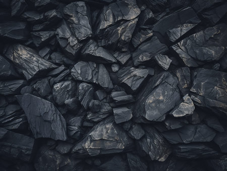 Black stone wall background or texture. Close up of black stone wall.