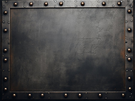 Metal plate with rivets and rivets. Background for design.の写真素材