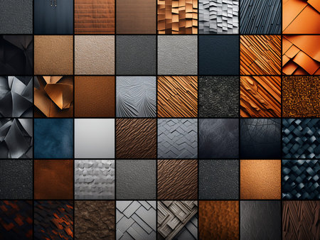 Set of metal textures and backgrounds. 3d rendering. Computer digital drawing.