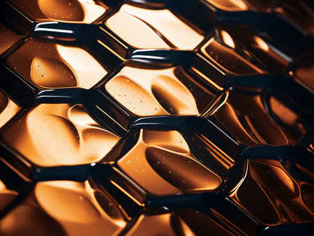 Close-up of honeycomb pattern. 3d rendering, 3d illustration.の写真素材