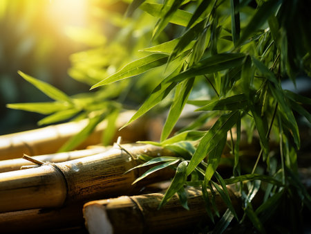 bamboo background with soft light and selective focus, vintage tone.の写真素材