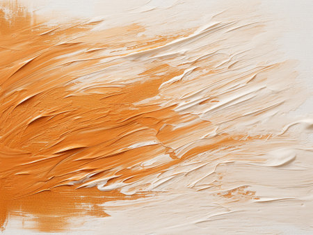 Texture of orange paint on a white canvas. Abstract background for design.の写真素材