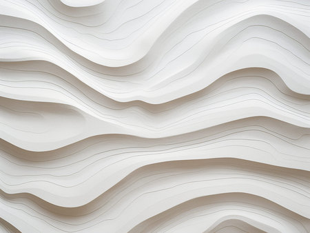 abstract white background with smooth wavy lines, 3d illustration