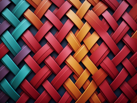 Abstract 3d red and blue wicker background. Vector illustration.