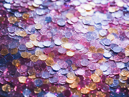 Colorful sequins background. Close up of shiny sequins texture.