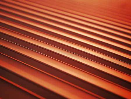 Metal blinds in orange tone. Abstract background and texture for design.