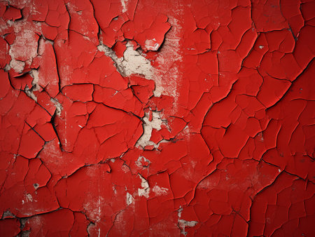 Grunge cracked red paint on wall. Abstract background for design.の写真素材
