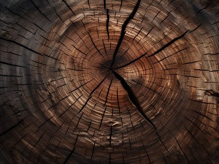 Cross section of tree trunk showing growth rings. Abstract background and texture for design.の写真素材