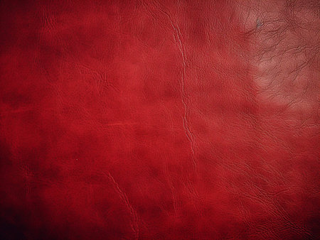 Grunge background of red leather texture with vignette.