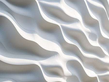 Abstract 3d rendering of white wavy surface. Futuristic background.