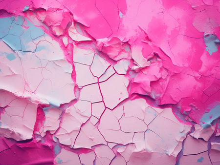 abstract background with pink and blue paint splattered on the wallの写真素材