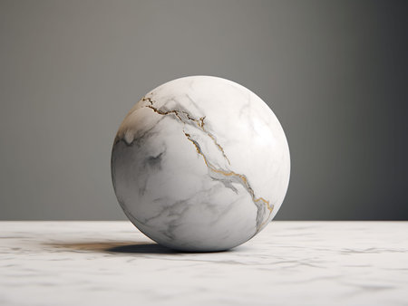 White marble ball on a gray background. 3d rendering, mock upの写真素材
