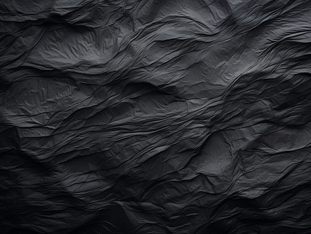 Black crumpled paper texture. Abstract background and texture for design.