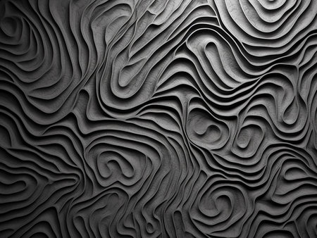 Abstract black and white wavy background. 3d render illustration.