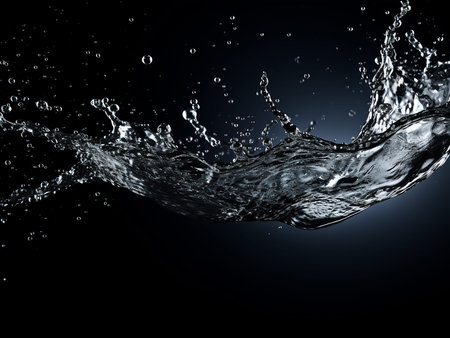 Water splashes on a black background. 3d rendering, 3d illustration.