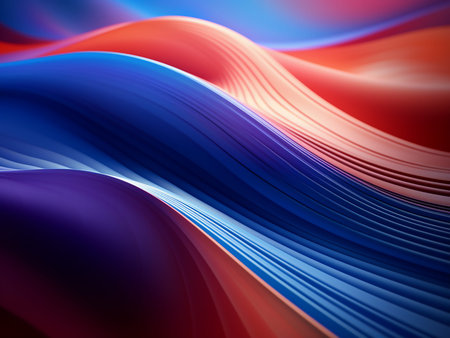 abstract background with smooth lines in blue, red and orange colors
