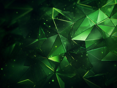 3d rendering of abstract geometric shapes in green color isolated on black background
