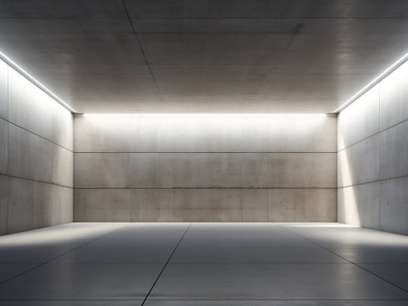 3d render of empty room with concrete wall and floor. perspective viewの写真素材