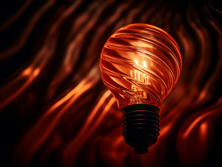 Glowing light bulb on a red background. 3D illustration.