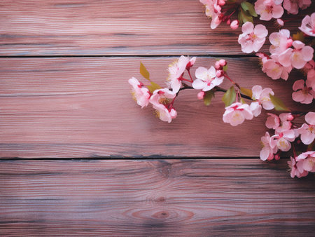 Cherry blossoms on a wooden background. Cherry blossom on a wooden backgroundの写真素材