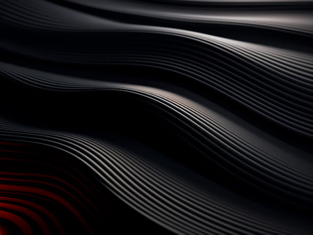 Black and red abstract background with smooth lines. 3d render illustrationの写真素材