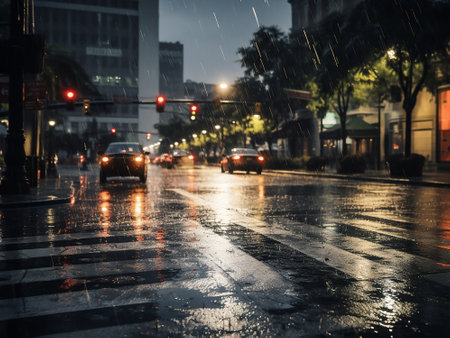 Rainy day on the street in Bangkok, Thailand. Rainy day.の写真素材